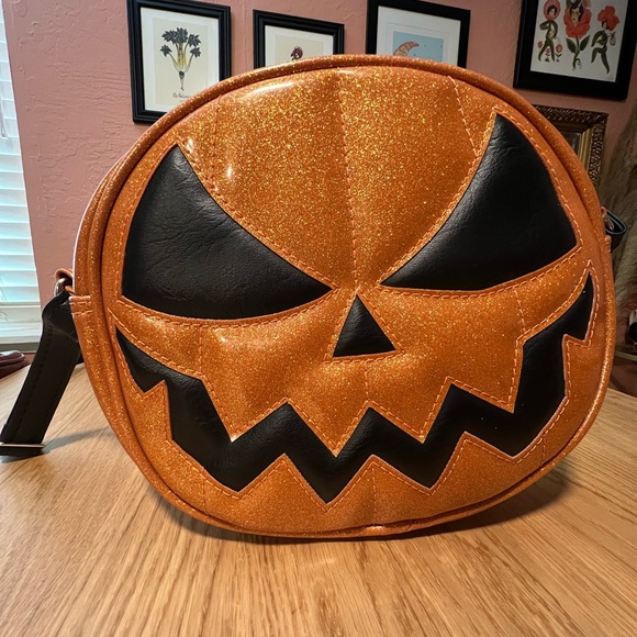 Love Pain And Stitches LPS Jack O Lantern Pumpkin Orange Glitter Bag OG Original